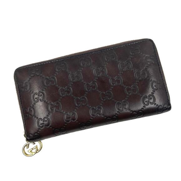 Gucci Vintage Leather Interlocking GG Logo Guccissima Long Zip Around Wallet - Picture 1 of 16
